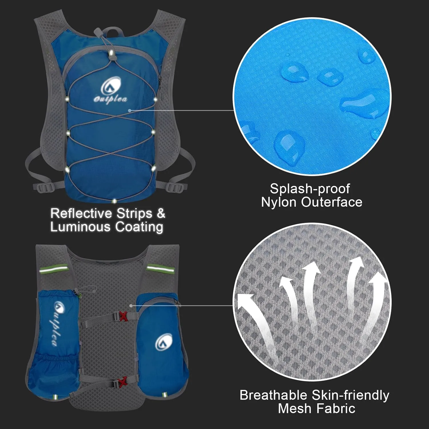 Small Water Backpack, Festival Hydration Vest, Hydro Pack with 2L Water Bladder, Lightweight Hydropack Running Water Vest for Women Men Runners Hiking Camping Biking Climbing