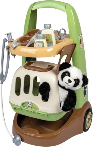 Smoby - 7600340405 Veterinary Trolley - 1 Panda Soft Toy   Case - 10 Accessories - Ages 3 and Above - Made in France