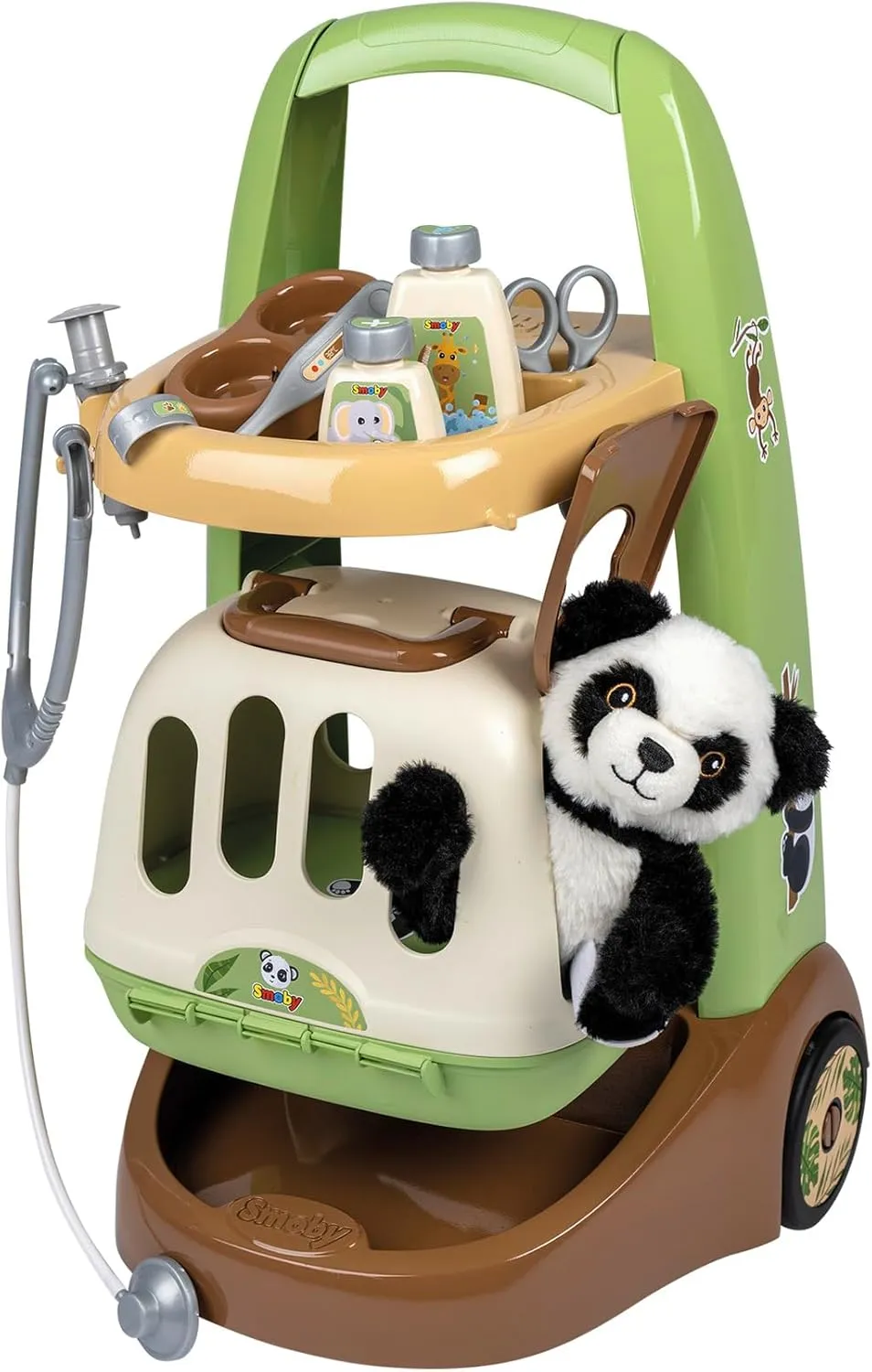 Smoby - 7600340405 Veterinary Trolley - 1 Panda Soft Toy   Case - 10 Accessories - Ages 3 and Above - Made in France