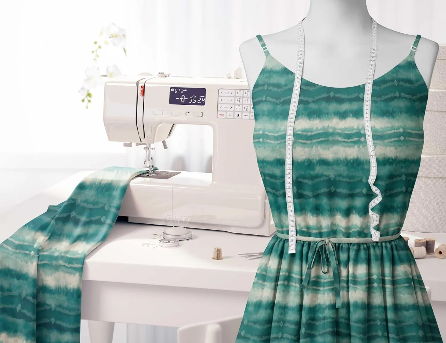 Soimoi Heavyweight Cotton Canvas Fabric Material - 56 Inch Wide, Green - Tie & Dye Print, Ideal For Making Durable Tote Bags, Backpacks, Jackets, Upholstery, Cushions, Outdoor Furniture Covers, 1 Yard