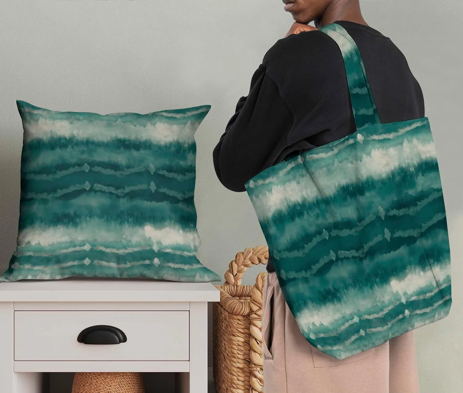 Soimoi Heavyweight Cotton Canvas Fabric Material - 56 Inch Wide, Green - Tie & Dye Print, Ideal For Making Durable Tote Bags, Backpacks, Jackets, Upholstery, Cushions, Outdoor Furniture Covers, 1 Yard