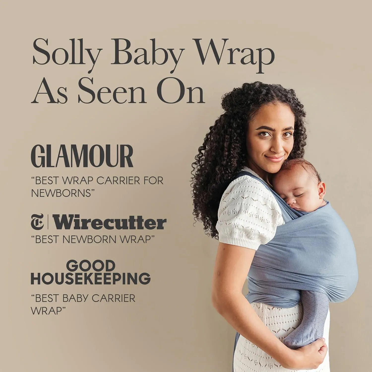 Solly Baby Wrap Carrier, for Newborn to Toddler 8-25 Lbs., Buttery-Soft & Lightweight Fabric, Reduce Crying & Increase Connection, Postpartum Essential, New Mom Gifts, Coastal