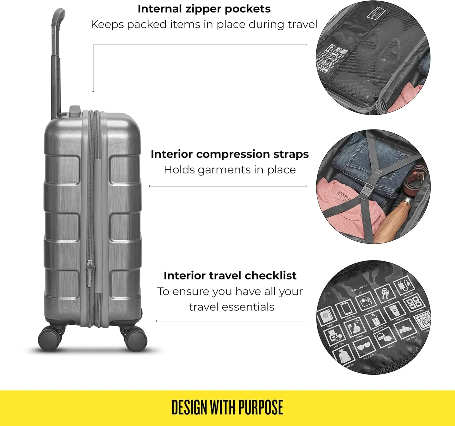 Solo New York 22" Carry On Spinner - Luggage for Travel, Suitcases with Wheels, Hardside Rolling Bag for Men & Women, TSA Ready Carry-On, Lightweight, Expandable Body - Re:Serve, Gray
