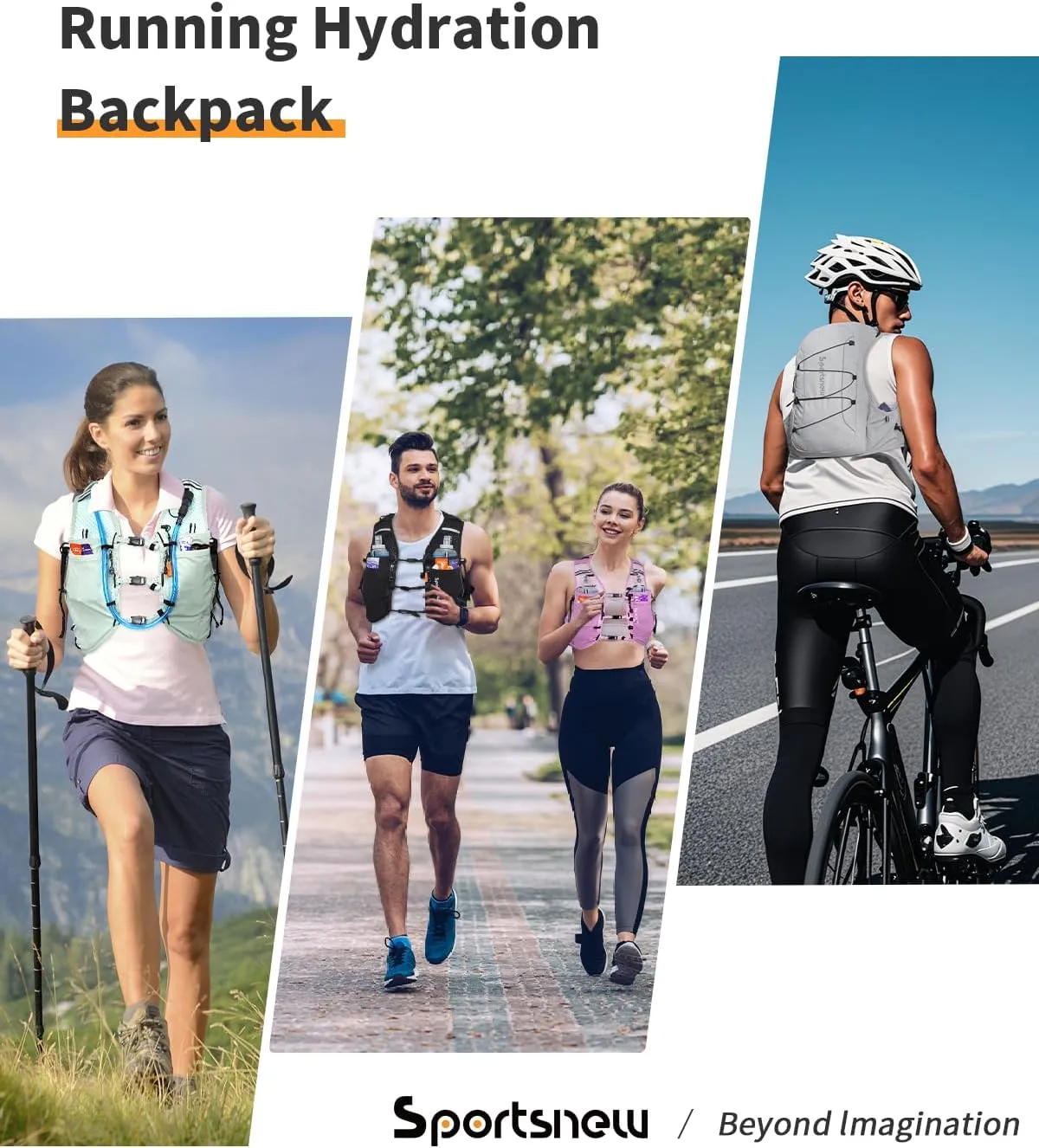 sportsnew Running Vest for Women Men, Lightweight 10L Hydration Backpack with Waterproof Phone Pocket, Breathable Pack for Hiking Trail Running Cycling Marathon