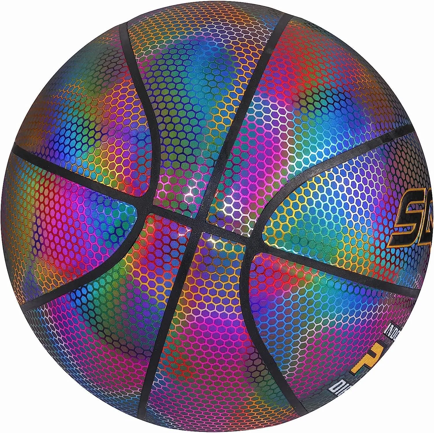 SQUAD NightPlay Reflective Basketball Size 5, Size 7 - Cool Holographic Glow Basketball for Night Game, Ideal Gift for Boys Girls 10-14 Year Old, Cool Teen Toys