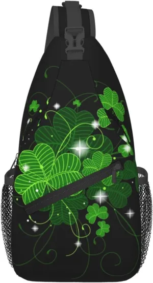St. Patricks Day Lucky Shamrock Sling Backpack,Casual Crossbody Shoulder Backpack Sling Bag Chest Daypack