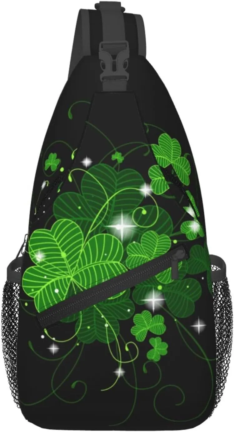 St. Patricks Day Lucky Shamrock Sling Backpack,Casual Crossbody Shoulder Backpack Sling Bag Chest Daypack