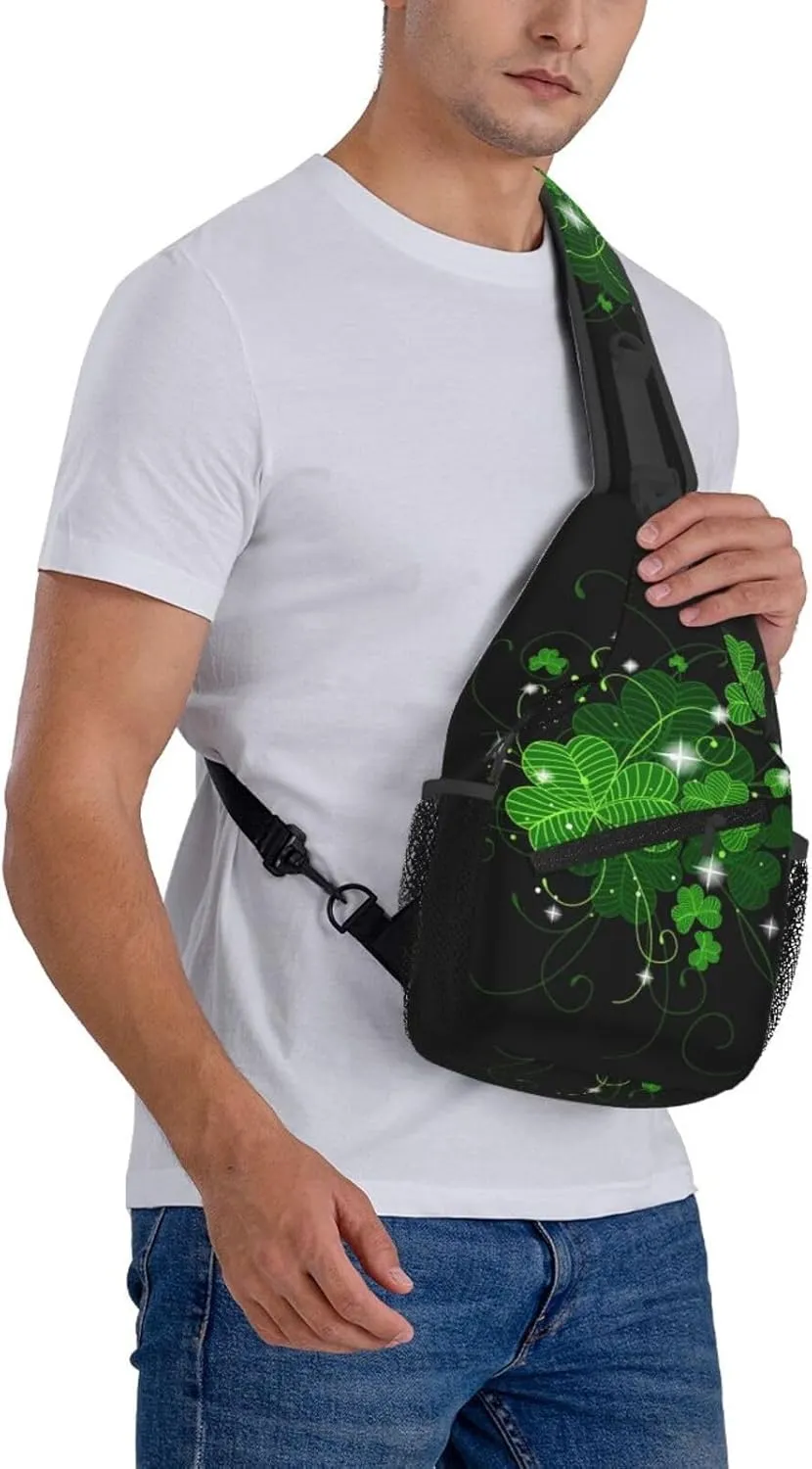 St. Patricks Day Lucky Shamrock Sling Backpack,Casual Crossbody Shoulder Backpack Sling Bag Chest Daypack