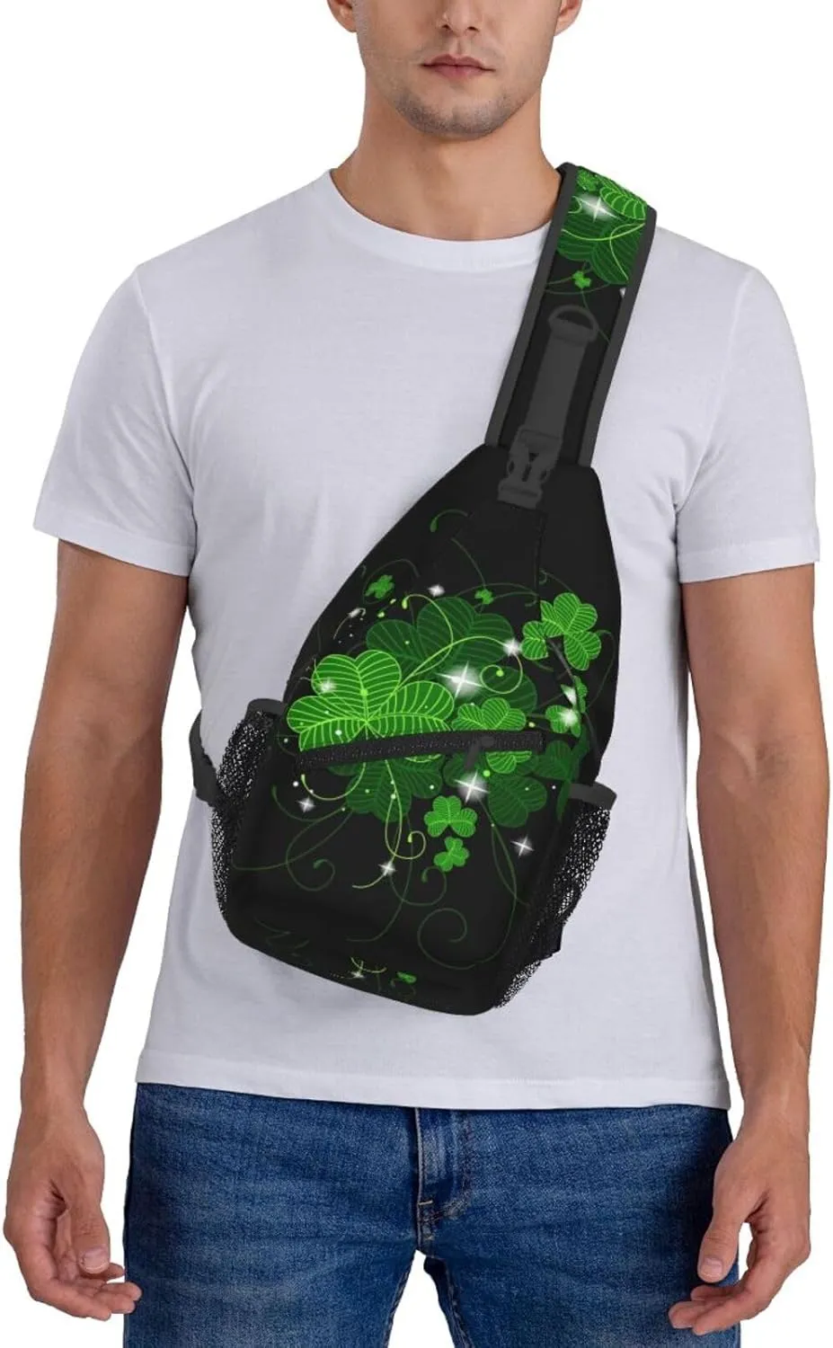 St. Patricks Day Lucky Shamrock Sling Backpack,Casual Crossbody Shoulder Backpack Sling Bag Chest Daypack