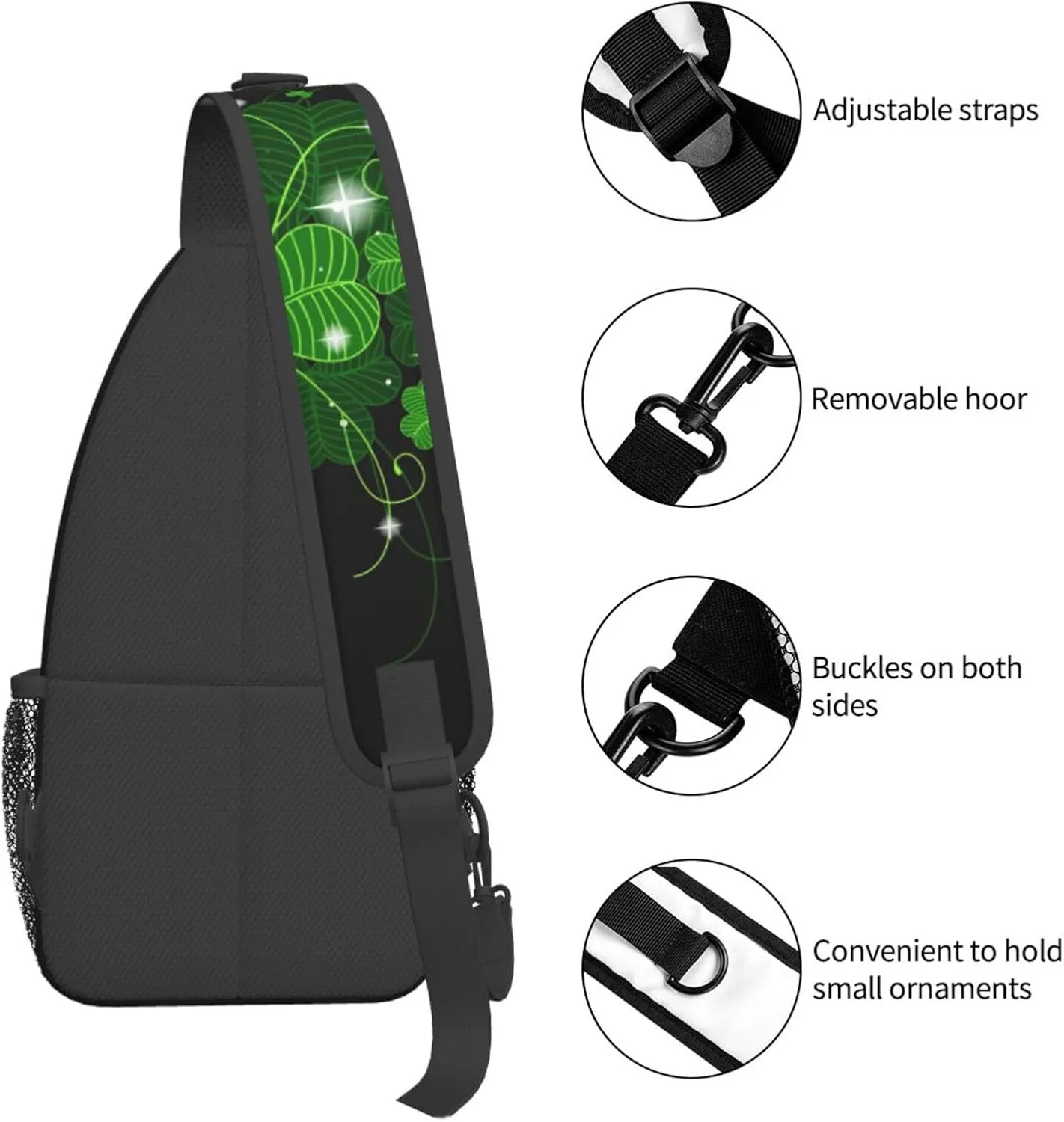 St. Patricks Day Lucky Shamrock Sling Backpack,Casual Crossbody Shoulder Backpack Sling Bag Chest Daypack
