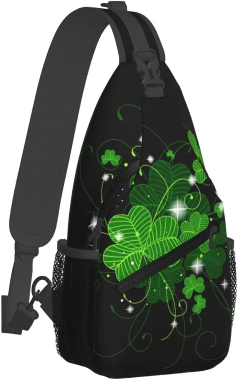 St. Patricks Day Lucky Shamrock Sling Backpack,Casual Crossbody Shoulder Backpack Sling Bag Chest Daypack