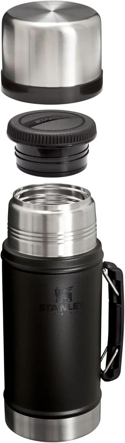 Stanley Classic Legendary Large Food Jar 24 oz | Vacuum Insulated Thermos Food Container | Wide Mouth Screw On Lid | Packable for Travel | Stainless Steel with Leakproof Lid | BPA-Free | Black 2.0