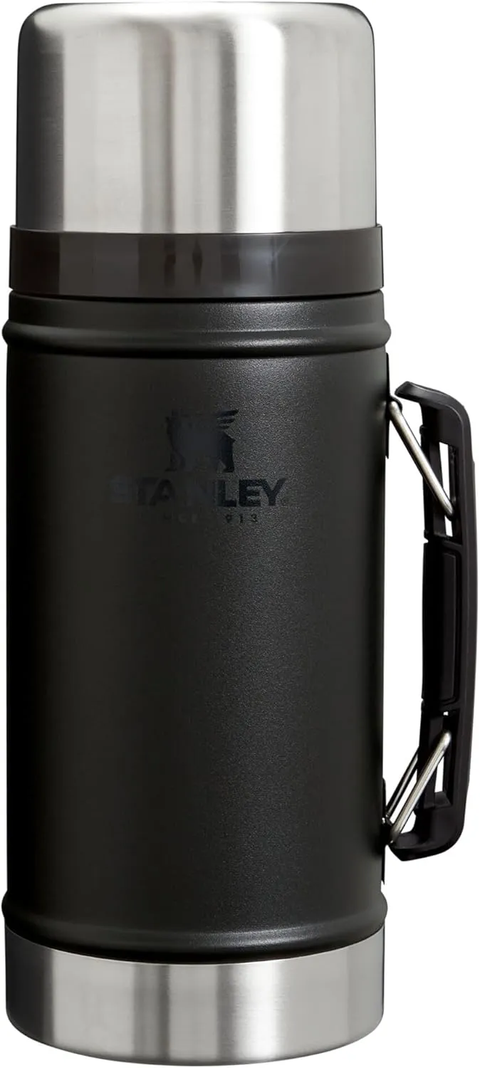 Stanley Classic Legendary Large Food Jar 24 oz | Vacuum Insulated Thermos Food Container | Wide Mouth Screw On Lid | Packable for Travel | Stainless Steel with Leakproof Lid | BPA-Free | Black 2.0
