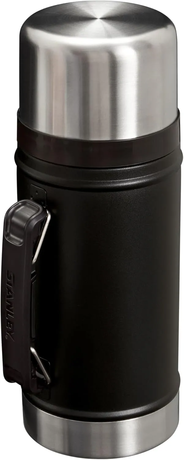 Stanley Classic Legendary Large Food Jar 24 oz | Vacuum Insulated Thermos Food Container | Wide Mouth Screw On Lid | Packable for Travel | Stainless Steel with Leakproof Lid | BPA-Free | Black 2.0