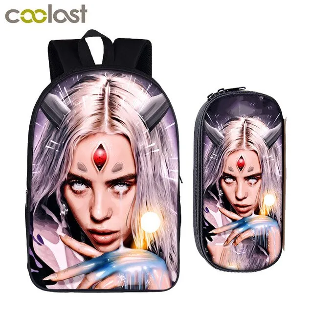 star Eilish bag   for girls backpack hip boys student Billie school college pencil teenager hop women bagpack Cost-effective Flash sale bag bag rapper