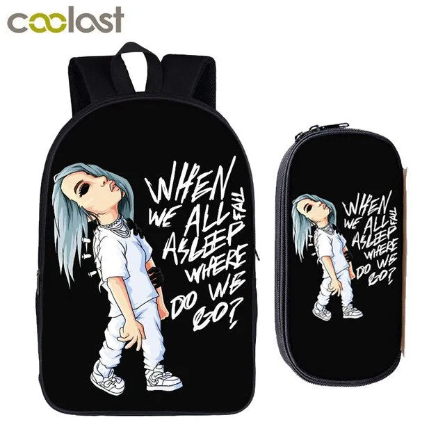 star Eilish bag   for girls backpack hip boys student Billie school college pencil teenager hop women bagpack Cost-effective Flash sale bag bag rapper