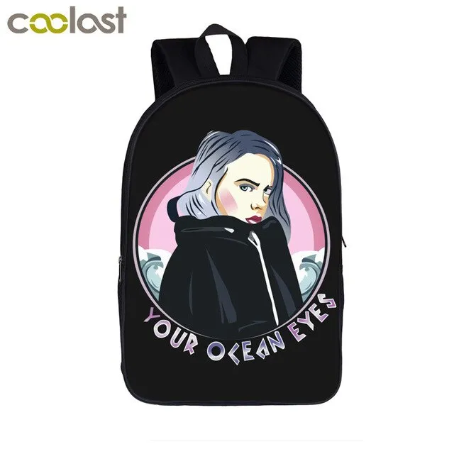 star Eilish bag   for girls backpack hip boys student Billie school college pencil teenager hop women bagpack Cost-effective Flash sale bag bag rapper