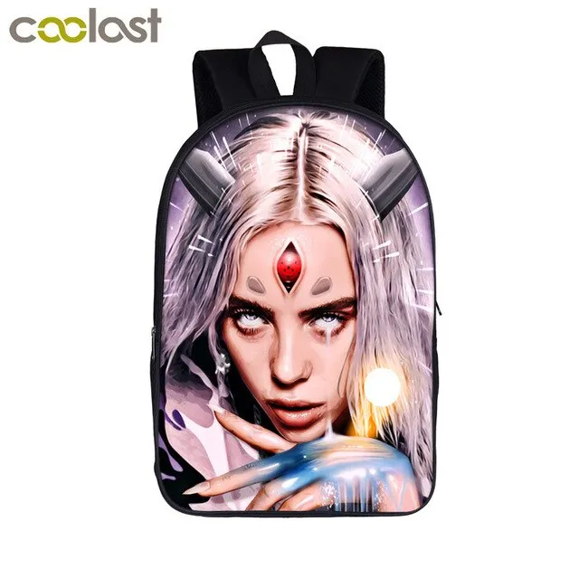 star Eilish bag   for girls backpack hip boys student Billie school college pencil teenager hop women bagpack Cost-effective Flash sale bag bag rapper