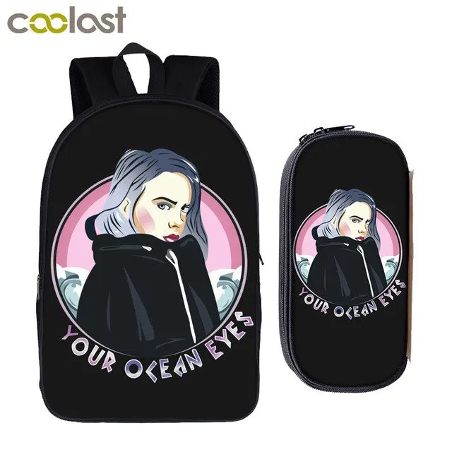 star Eilish bag   for girls backpack hip boys student Billie school college pencil teenager hop women bagpack Cost-effective Flash sale bag bag rapper