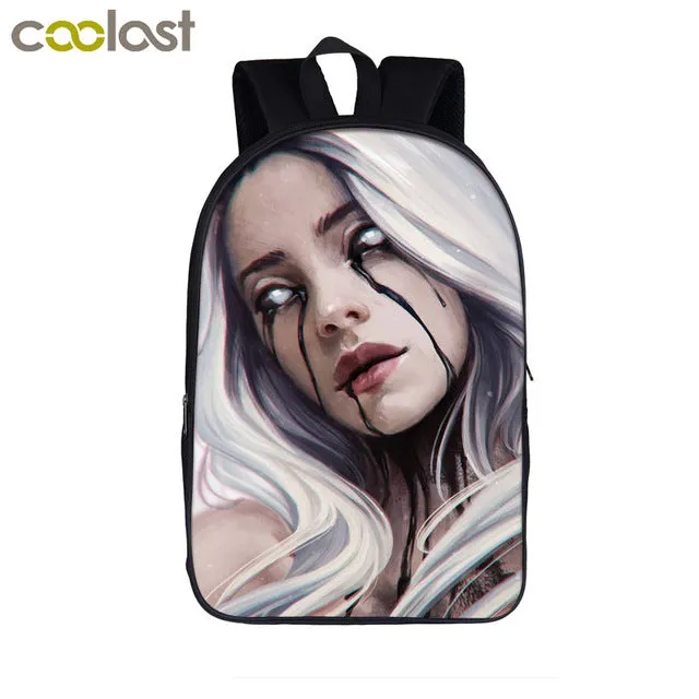 star Eilish bag   for girls backpack hip boys student Billie school college pencil teenager hop women bagpack Cost-effective Flash sale bag bag rapper