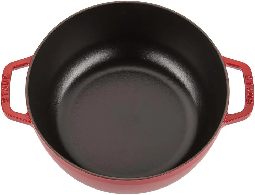 Staub Cast Iron Dutch Oven, 3.75Qt, serves 3-4, Made in France, Cherry