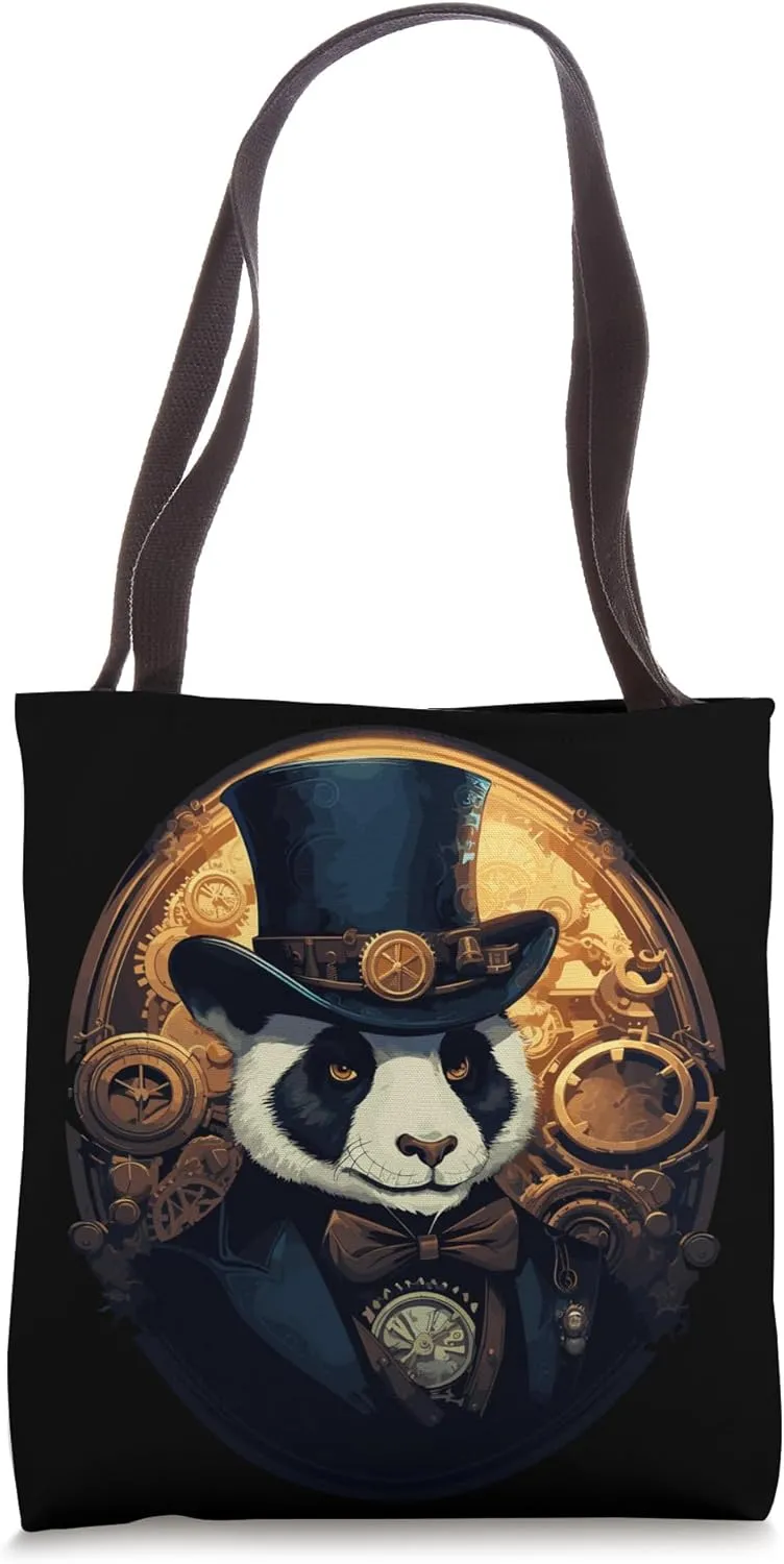 Steampunk Panda Tote Bag