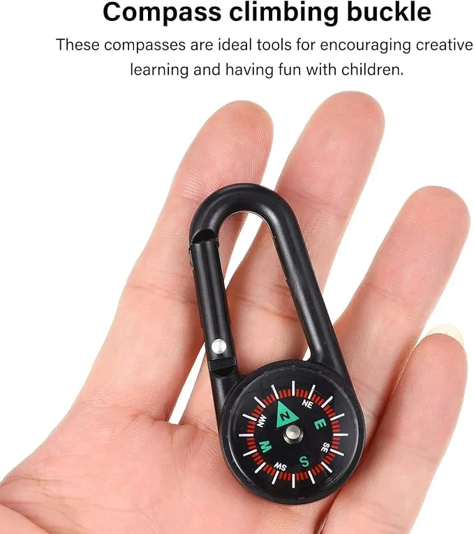 STOBOK 24pcs Keychain Compass Portable Mini Compass Metal Carabiner Compass Small Pocket Clip On Compass for Outdoor Hiking Camping Emergency Backpacking