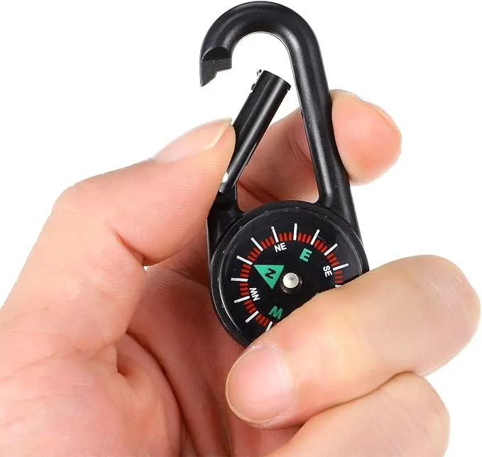 STOBOK 24pcs Keychain Compass Portable Mini Compass Metal Carabiner Compass Small Pocket Clip On Compass for Outdoor Hiking Camping Emergency Backpacking