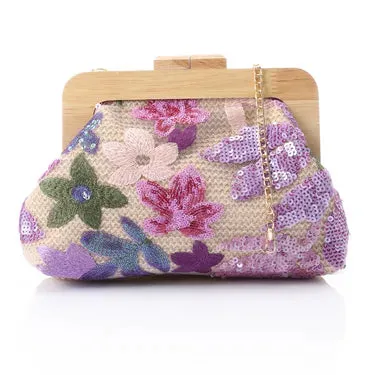 Stunning Floral Sequined Clutch (4132) - Mr Joe