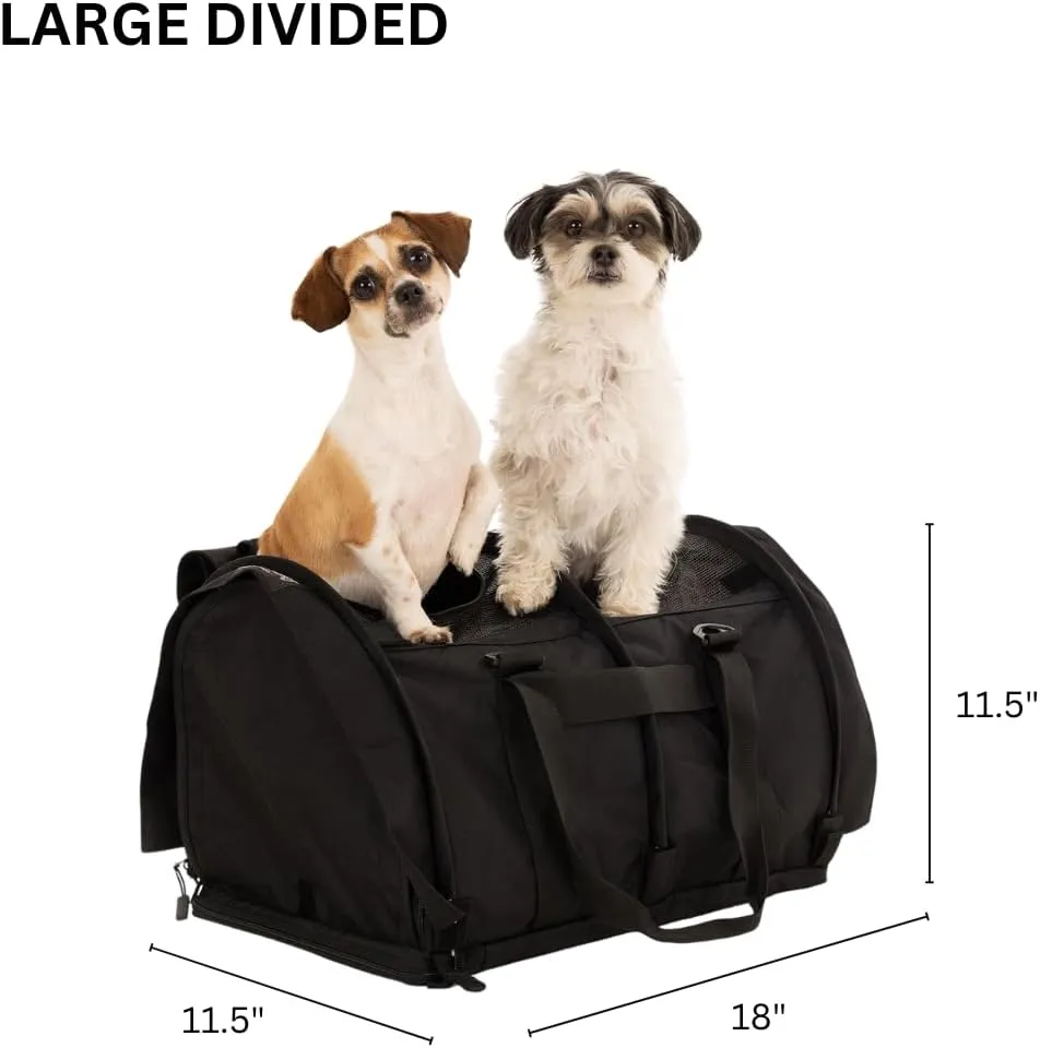 SturdiBag Pro 2.0 Divided Pet Travel Carrier with Flexible Height for Cats and Dogs | Soft Sided Pet Carrier Bag with Safety Clips and Seatbelt Straps for Airplane or Car Travel | Large, Lavender