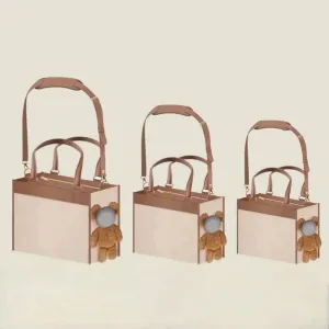 Stylish and Durable Light - Beige and Brown Pet Shoulder - Carrying Bag with Teddy - Bear Decoration, Allowing Small Dogs and Cats to Stick Their Heads Out