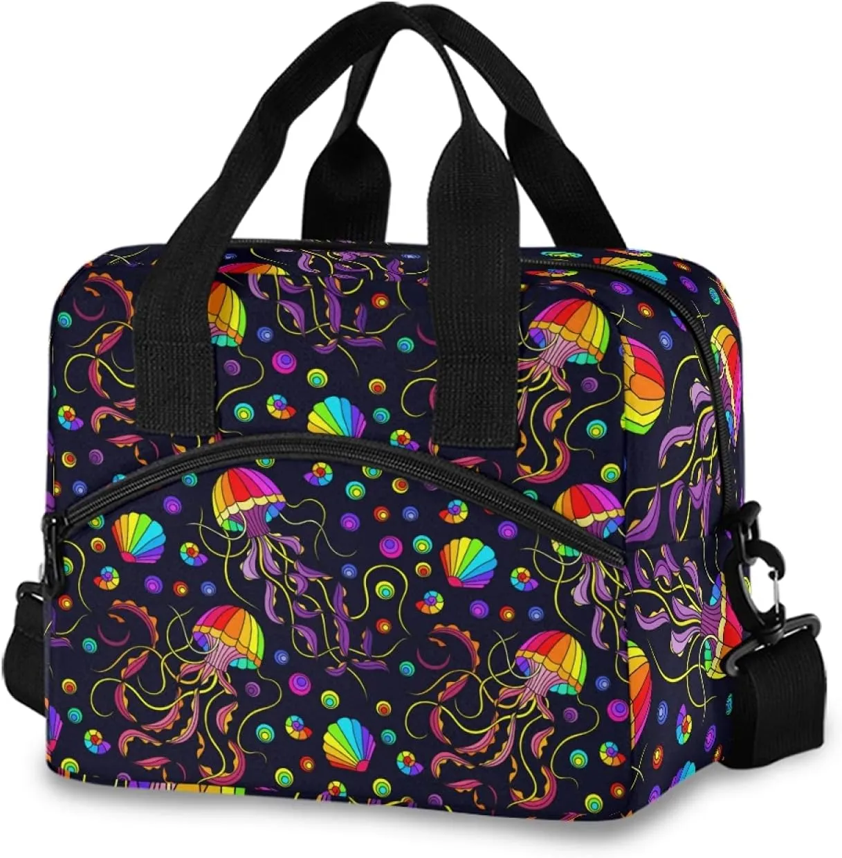 SUABO School Lunch Bag Tote Bag Rainbow Octopus Jellyfish Lunch Bag for Women Men Insulated Lunch Cooler Bag