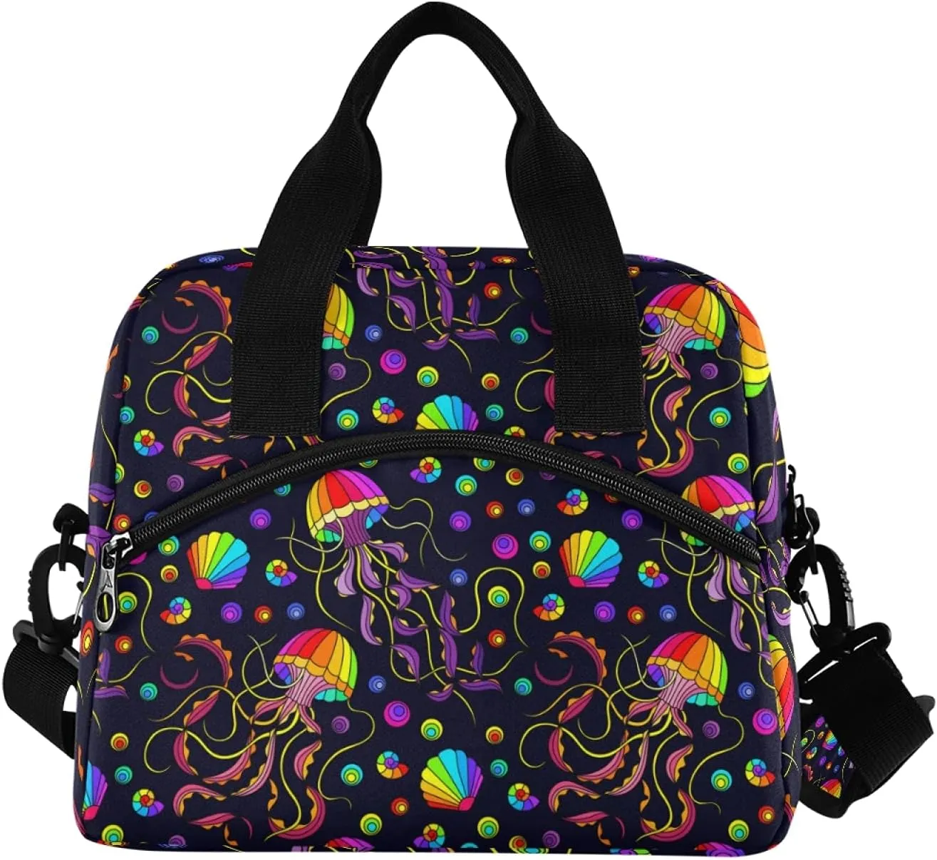 SUABO School Lunch Bag Tote Bag Rainbow Octopus Jellyfish Lunch Bag for Women Men Insulated Lunch Cooler Bag