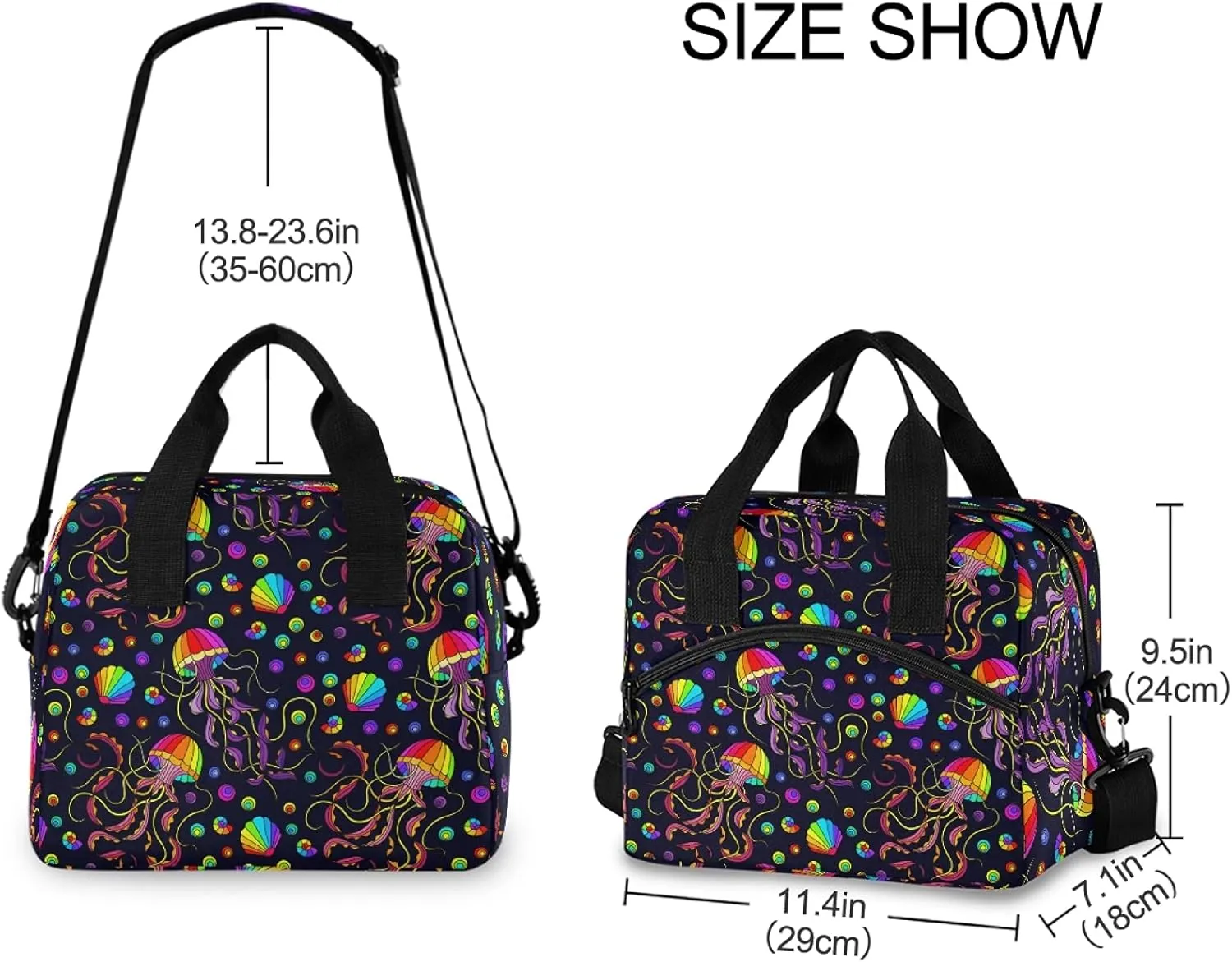 SUABO School Lunch Bag Tote Bag Rainbow Octopus Jellyfish Lunch Bag for Women Men Insulated Lunch Cooler Bag