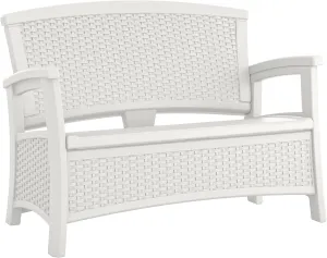 Suncast Outdoor Wicker Love Seat with 23-Gallon Storage, Comfortable Seating for Two, Ergonomic Back Support, All-Weather Furniture for Patio, Deck, and Garden, Ice Cube