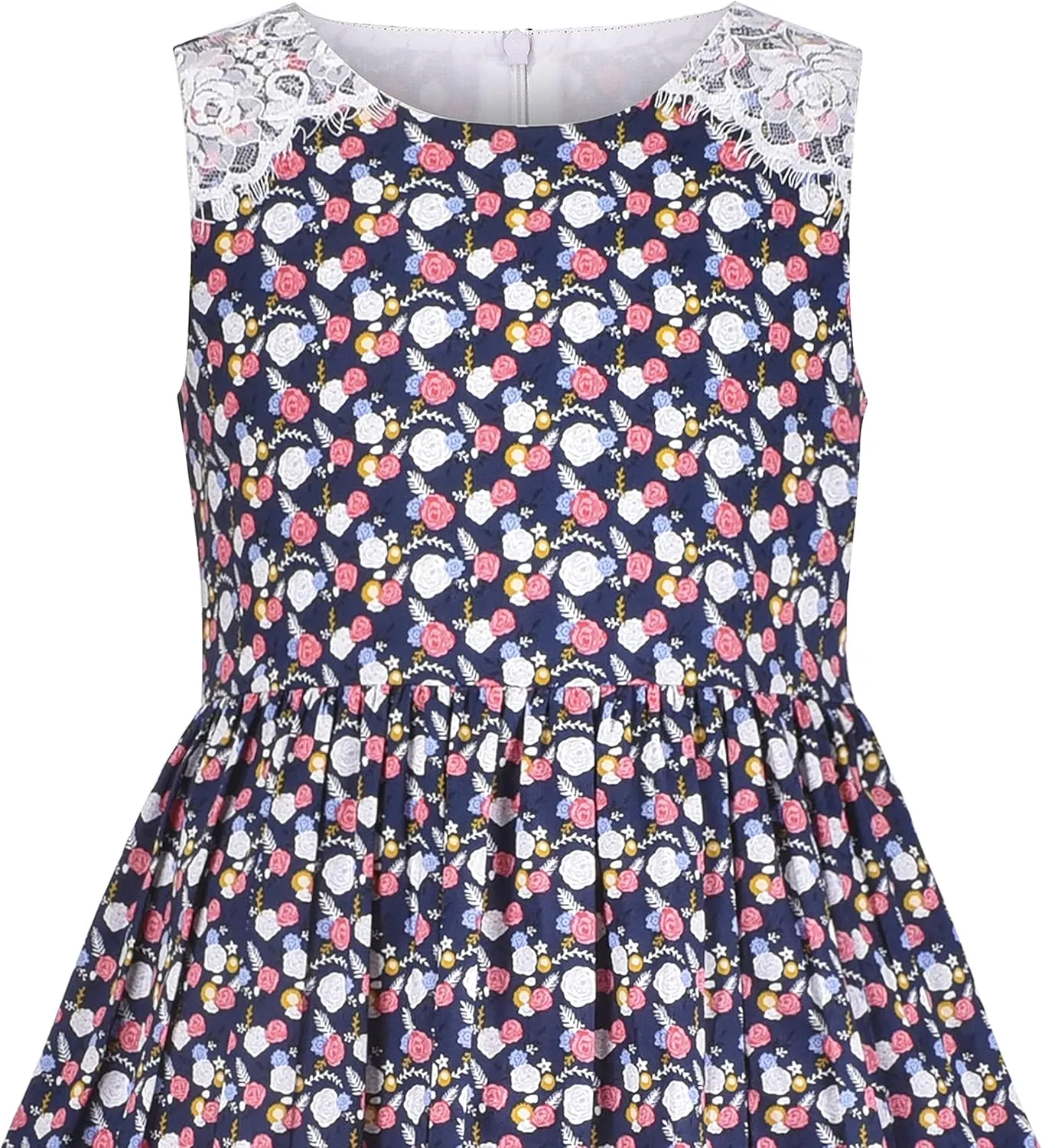 Sunny Fashion Girls Dress Purple Flower Summer Casual Dress Lace Size 6-14