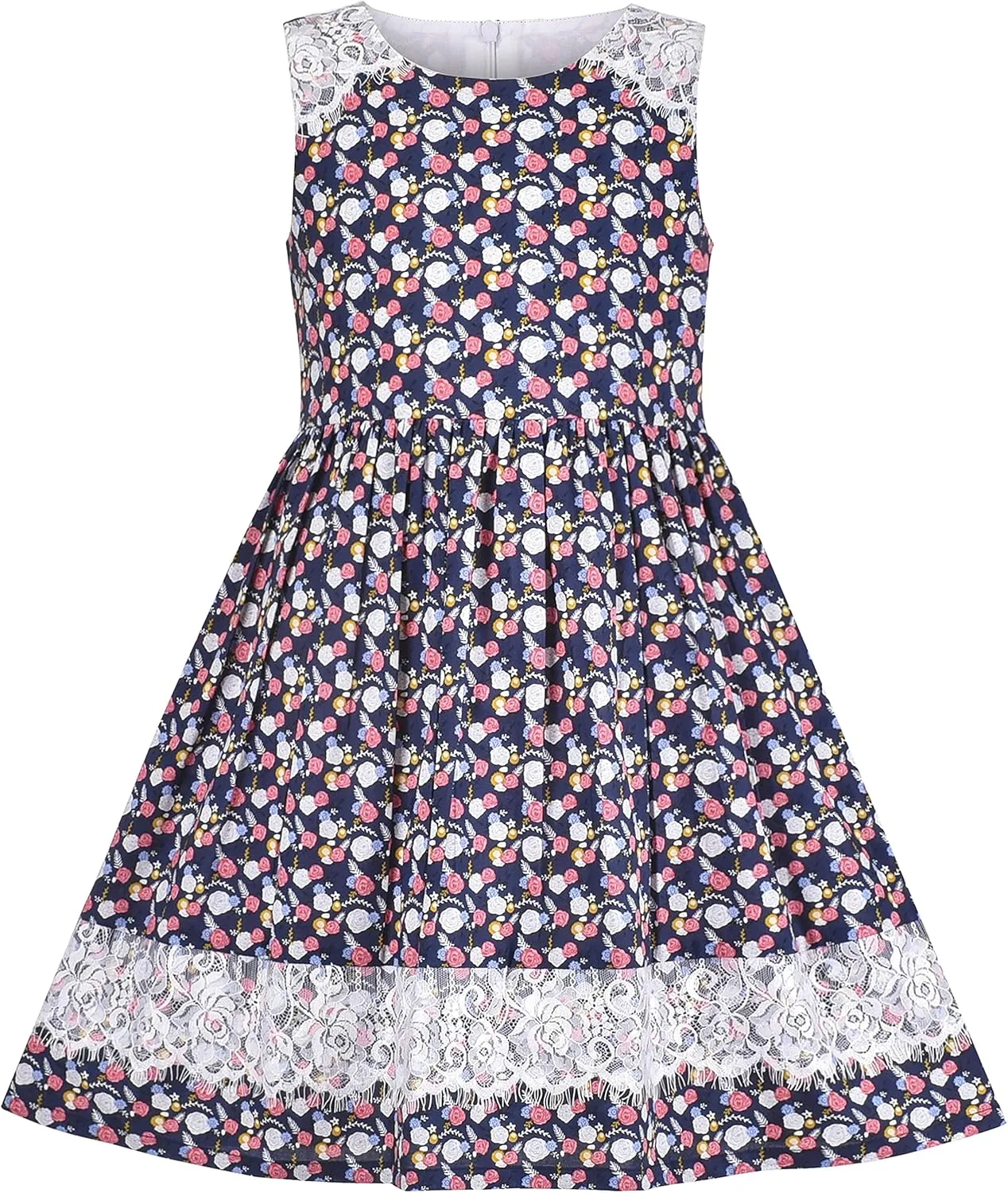 Sunny Fashion Girls Dress Purple Flower Summer Casual Dress Lace Size 6-14