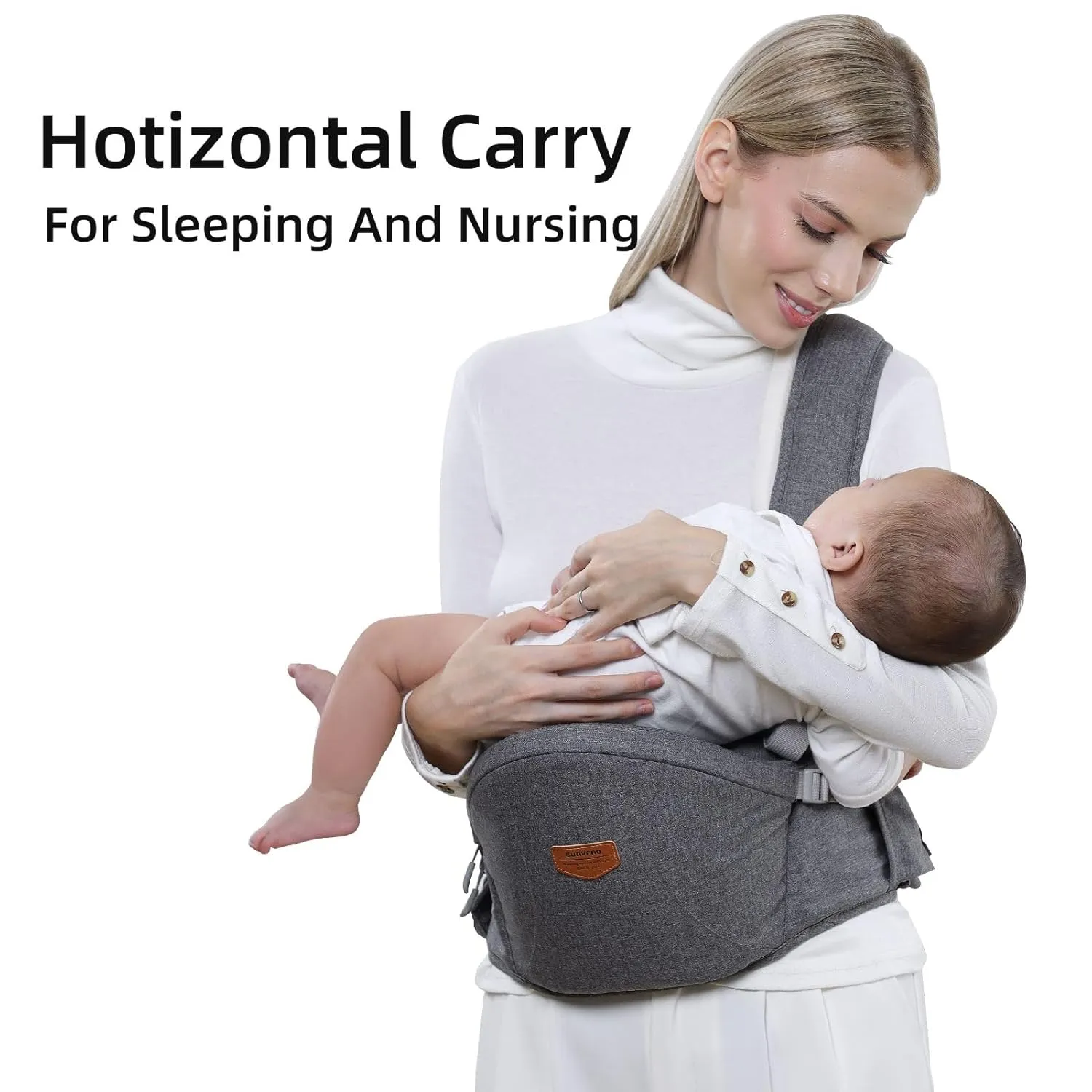 SUNVENO Baby Hip Seat Carrier, Ergonomic Waist Seat with Adjustable Strap Pockets Soft Base Front Carrier for 3-36 Month Baby, Grey