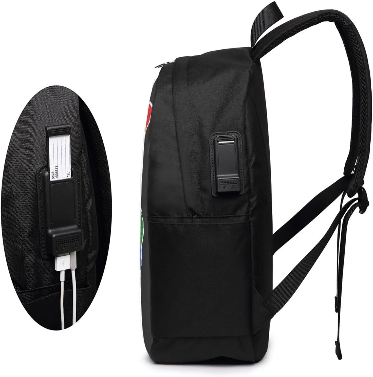 Suriname Rainbow LGBT Pride MAP Flag Laptop Backpacks Travel Backpack Casual Business Daypack Sport Rucksack Computer Bag Fits up to 17 Inch Notebook with USB Port