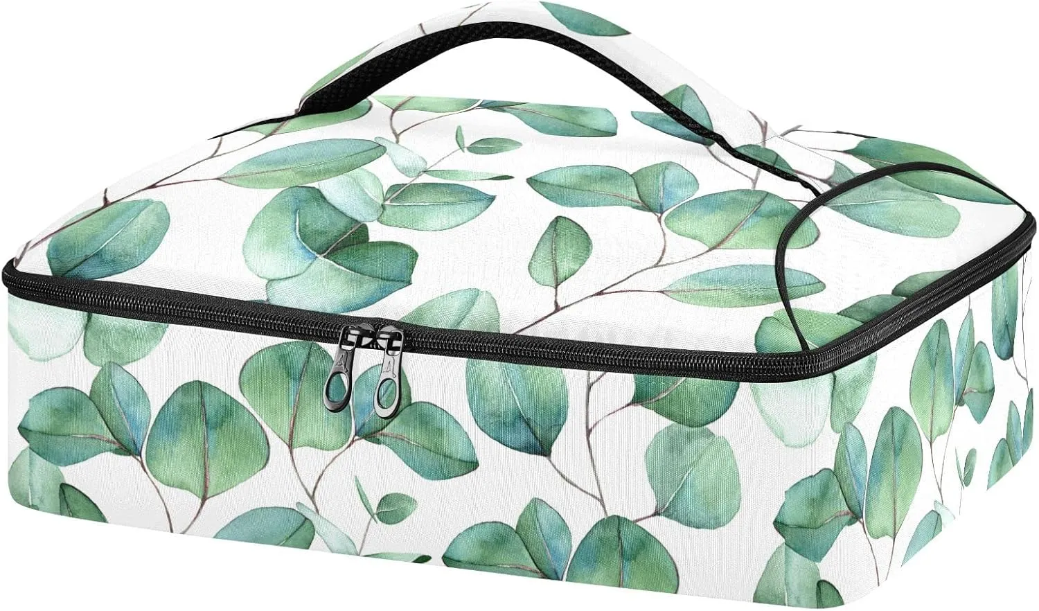 susiyo Insulated Casserole Carrier for Hot or Cold Food, Thermal Lunch Tote for Potluck Parties, Picnic, Beach, Fits 9 x 13 Inches Baking Dish, Travel Carry Bag Watercolor Leaves