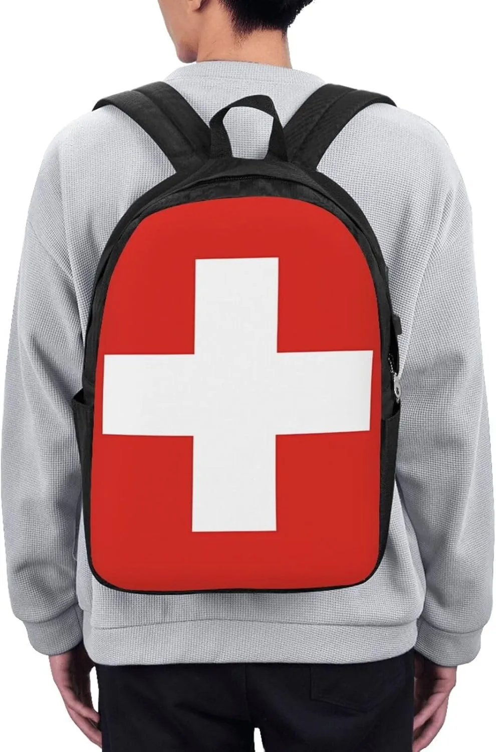 Switzerland Swiss Flag Laptop Backpacks Travel Backpack Casual Business Daypack Sport Rucksack Computer Bag Fits up to 17 Inch Notebook with USB Port