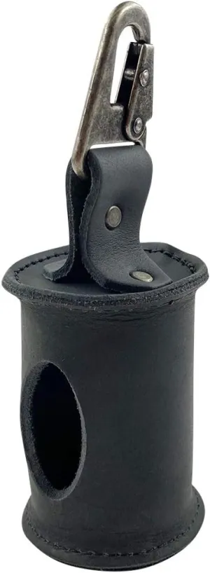 Taco Dog, Thick Poop Bag Handmade from Full Grain Leather - Convenient Carrier for Poop Bag Storage - Plastic Free, Leash or Collar Accessory - Easy Attachment, Reloading, Dispensing - Charcoal Black