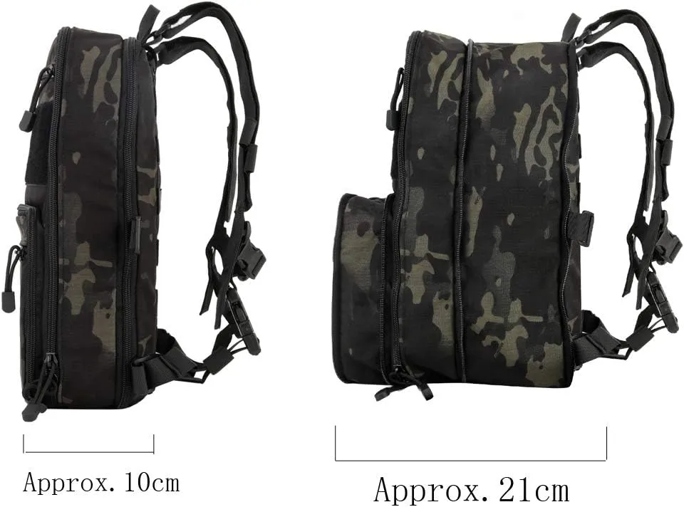 Tactical MOLLE Flatpack D3 Backpack Expansible Hydration Carrier Softback for Chest Rig Airsoft Vest