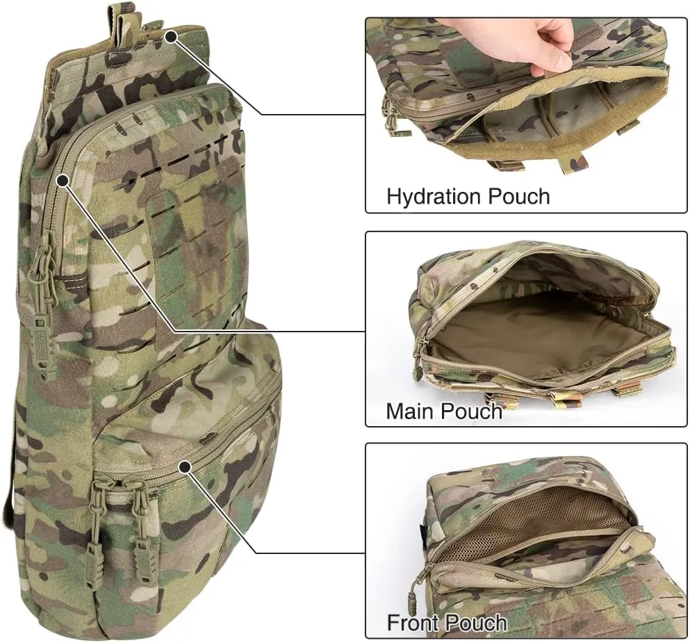 Tactical MOLLE Hydration Pack for 2L Hydration Water Bladder Hydration Bag 500D Nylon