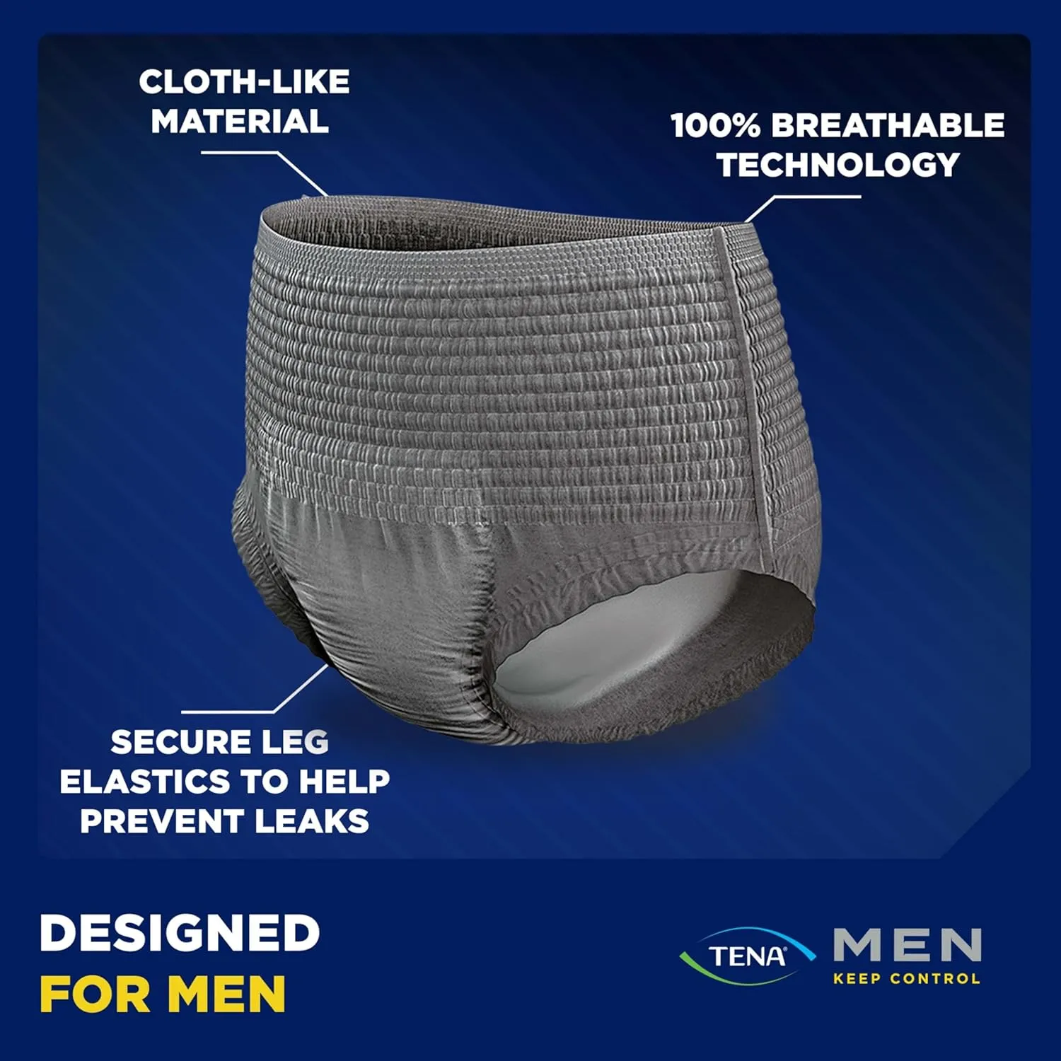 TENA Protective Adult Incontinence Underwear for Men, Maximum, XXLarge, Gray, Disposable, 56 Count (4 Packs of 14)