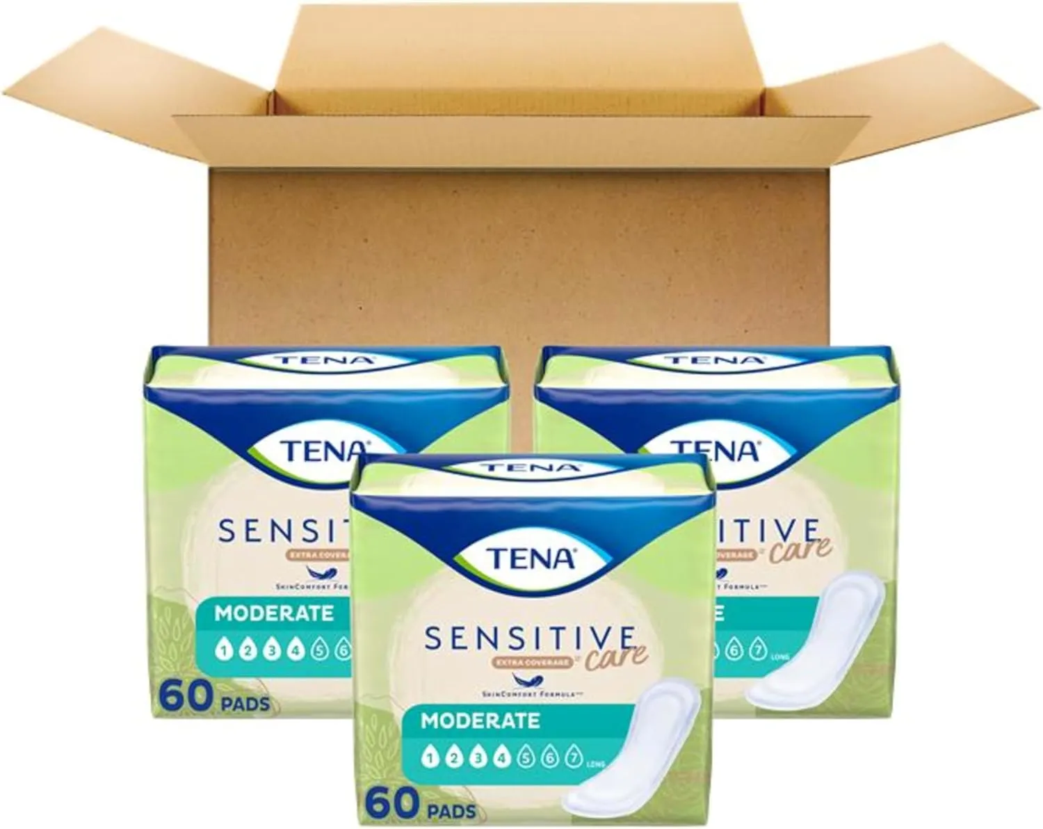 Tena Sensitive Care Extra Coverage Moderate Absorbency Incontinence Bladder Control Pad, 180 count