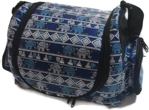 Thailand Classic Pattern Elephant Style Puppy Kitten Sugar Glider Birds Prairie Dog Small Pet Travel Cage Shoulder Bag Kennel Carrier with 2 Side Pocket by Polar Bear's Republic (Blue)
