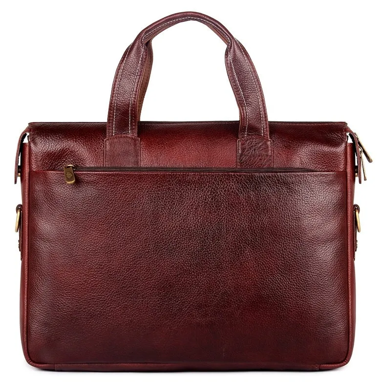 THE CLOWNFISH Vino 15.6-inch Laptop Bag - Premium Leather, Laptop Compartment | Messenger Bag | Wine Red