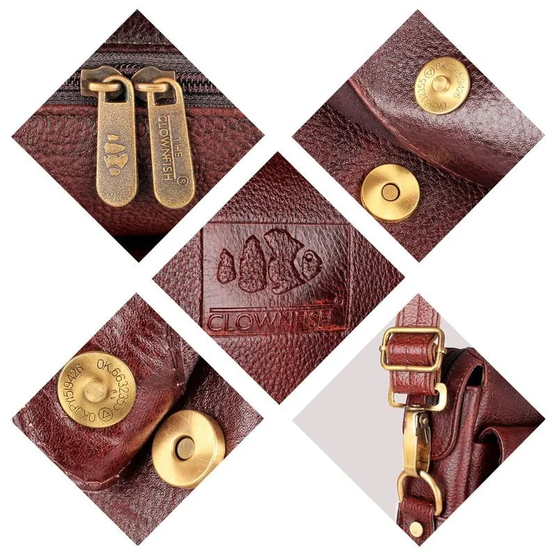 THE CLOWNFISH Vino 15.6-inch Laptop Bag - Premium Leather, Laptop Compartment | Messenger Bag | Wine Red