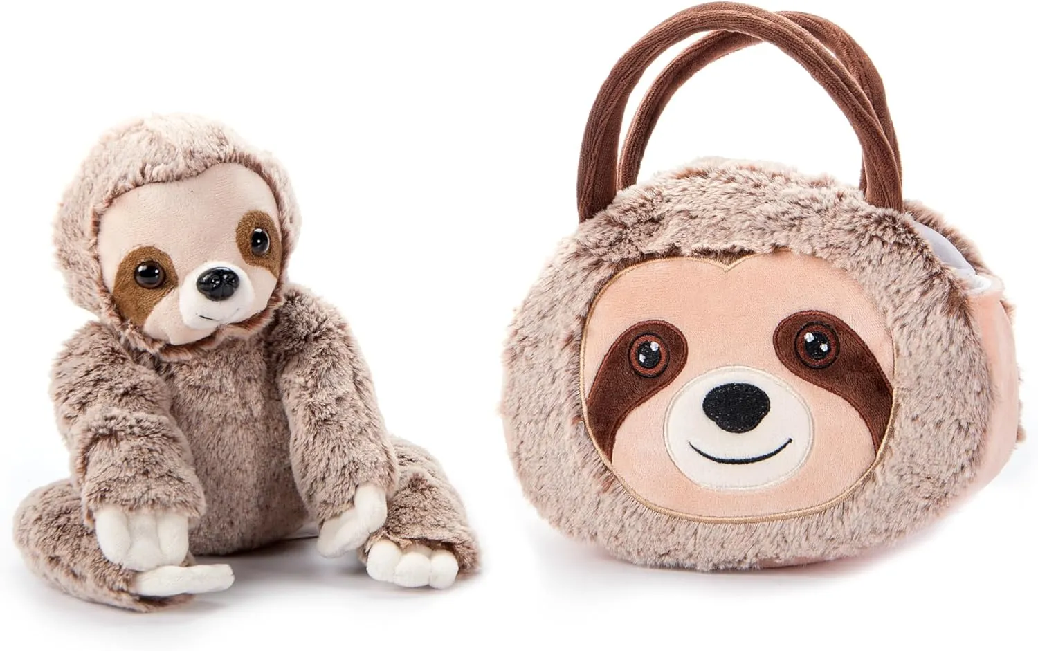 The Petting Zoo Sloth Stuffed Animal Plushie and Purse Set, Gifts for Kids, Wildlife Animal Toy, Sloth Plush Toy and Purse Pet Carrier